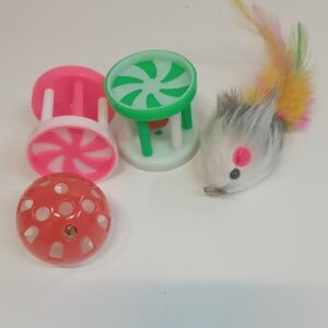 JUGUETE GATO 1 RATON 1 PELOTA Y 2 SONAJERO