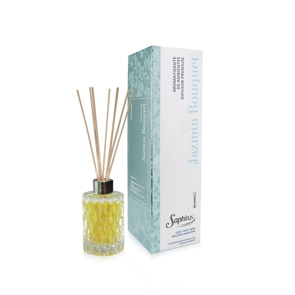 DIFUSOR AROMATICO PREMIUM SAPHIRUS JAZMIN BOUQUET 130CC