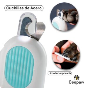 CORTA UÑAS PARA MASCOTA CON LUZ Y LIMA CELESTE NAIL-E
