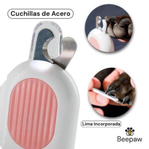 CORTA UÑAS PARA MASCOTA CON LUZ Y LIMA ROSADO NAIL-E