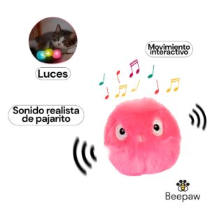 PELOTA PELUCHE ROSADO CON SONIDO Y LUZ BIRD-E