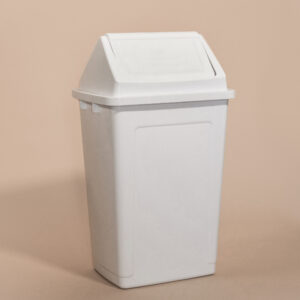 RECIPIENTE 50LTS TAPA VAIVEN "COLORES" BLANCO/ROJO