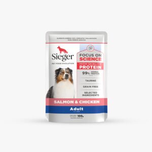 POUCH SIEGER PERRO ADULTO SALMON Y CHICKEN 100G