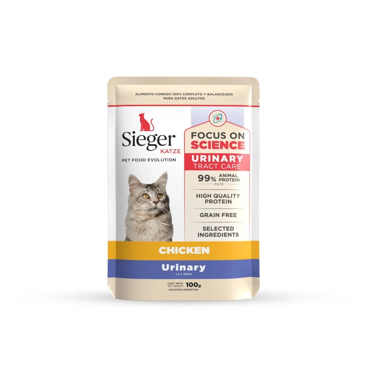 POUCH SIEGER GATO URINARIO POLLO 100G