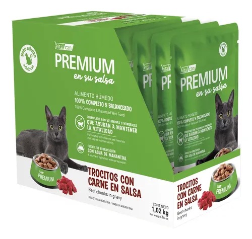 POUCH VITALCAN PREMIUM GATO ADULTO CARNE 85G