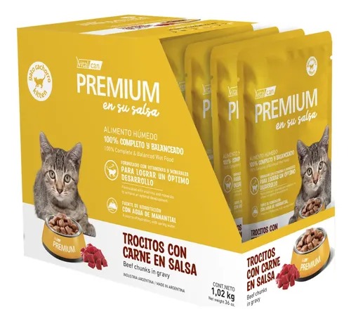 POUCH VITALCAN PREMIUM GATO CACHORRO CARNE 85G