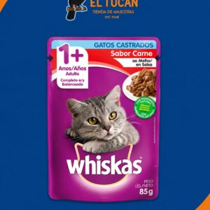 POUCH WHISKAS CASTRADO CARNE 85GR