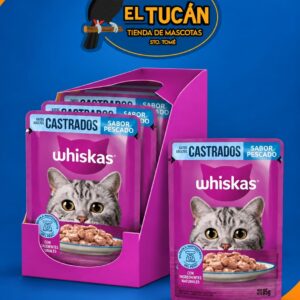 CAJA POUCH WHISKAS CASTRADO PESCADO X 12 UNIDADES