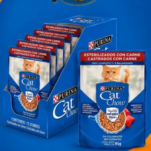 CAJA POUCH CAT CHOW CASTRADO CARNE X 15 UNIDADES